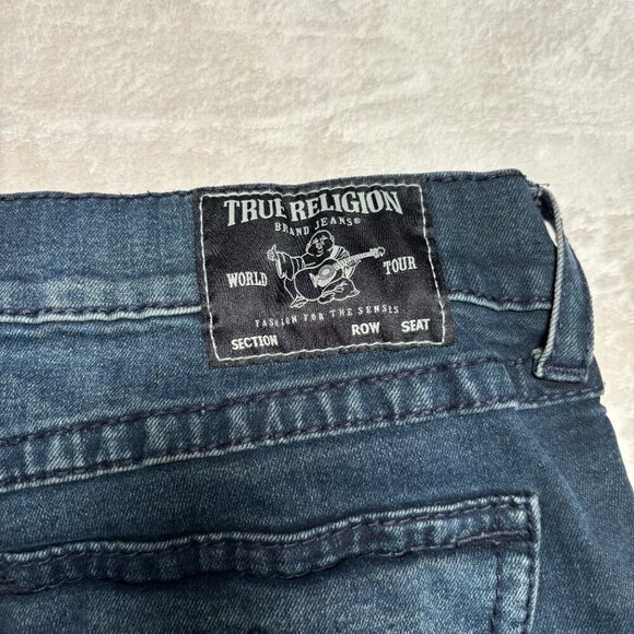 True Religion Men Geno Slim Fit Flap Big T Jeans Pants Dark Wash Size 40 - Picture 9 of 11